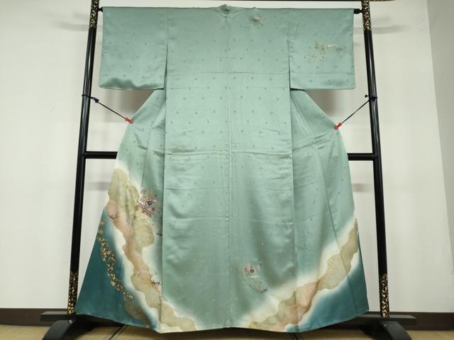 平和屋着物●訪問着 刺繍 立波草花文 暈し染め 金銀彩 正絹 逸品 DAAY5299ud