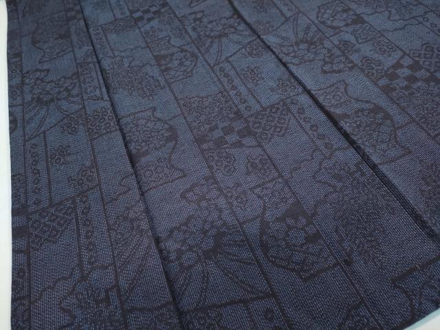 平和屋着物●結城紬 陶器草花文 正絹 逸品 DAAY5341ud