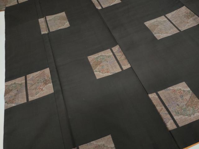 平和屋着物●本場大島紬 9マルキ 地空き 色紙風景草花文 正絹 逸品 DAAY5403ud
