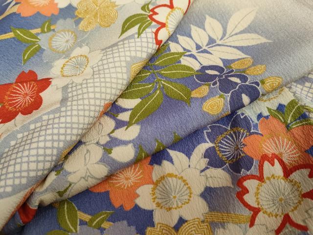 平和屋着物●アンティーク 大正ロマン 小振袖 立波草花文 正絹 逸品 DAAY5442ud