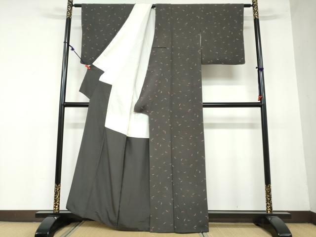 平和屋着物●上質な小紋 成物 唐辛子 鬼しぼ縮緬 正絹 逸品 DAAY5557ud