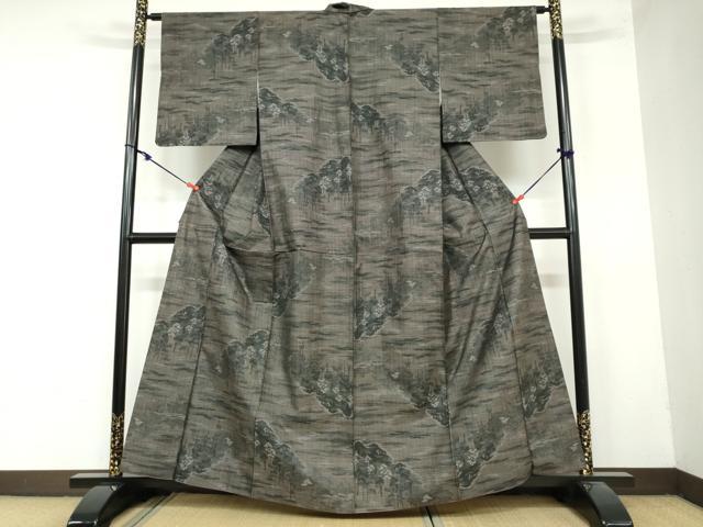 平和屋着物●本場大島紬 9マルキ 樹林風景文 正絹 逸品 DAAY5606ud