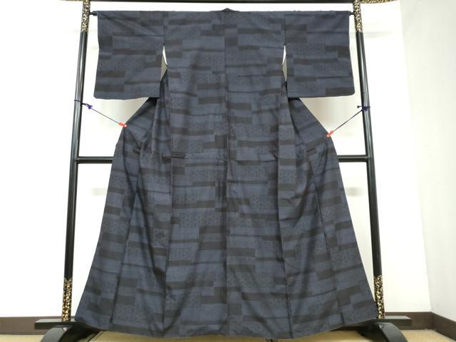 平和屋着物●結城紬 横段麻の葉文 正絹 逸品 DAAY5660ud