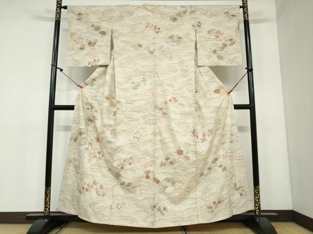 平和屋着物●上質な紬 地紙草花文 金彩 正絹 逸品 DAAY5667ud
