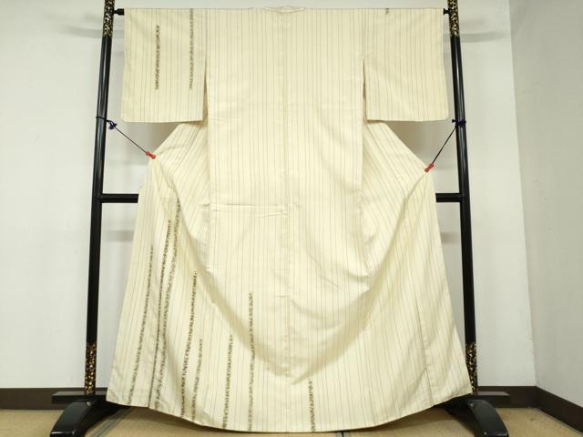 平和屋着物●訪問着 紬地 草花間道 金彩 正絹 逸品 DAAY5694ud