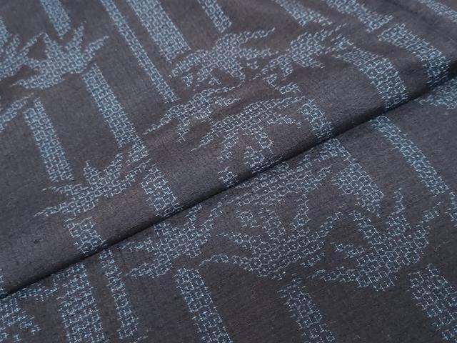 平和屋着物●結城紬 80亀甲 笹竹文 正絹 逸品 DAAY5743ud