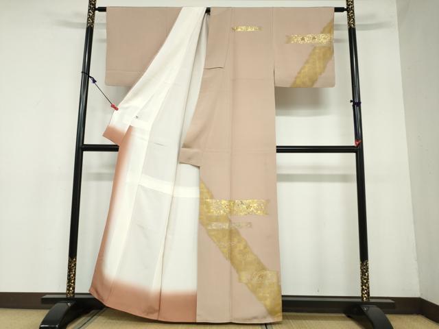 平和屋着物●訪問着 横段草花文 金彩 正絹 逸品 DAAY5758ud