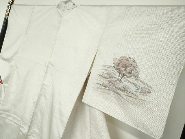 平和屋着物●本場染大島紬 訪問着 樹林風景文 正絹 逸品 DAAY5766ud