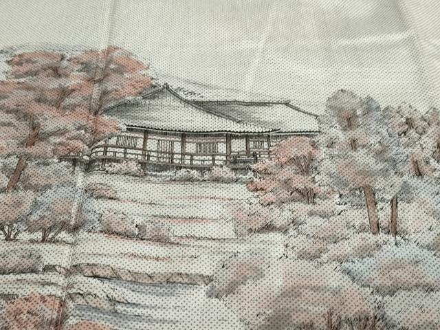 平和屋着物●本場染大島紬 訪問着 樹林風景文 正絹 逸品 DAAY5766ud
