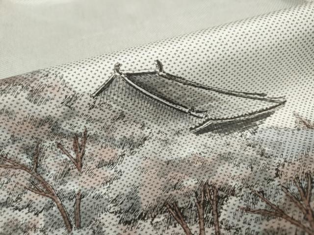 平和屋着物●本場染大島紬 訪問着 樹林風景文 正絹 逸品 DAAY5766ud