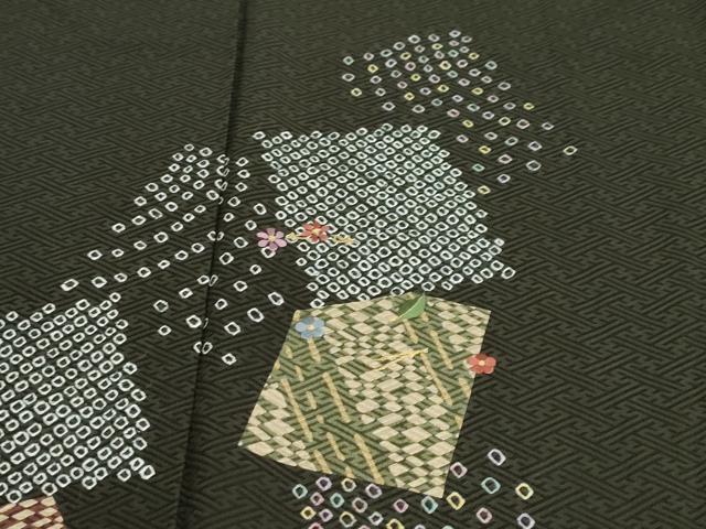 平和屋着物●訪問着 絞り 刺繍 色紙重ね草花文 金彩 正絹 逸品 DAAY5796ud