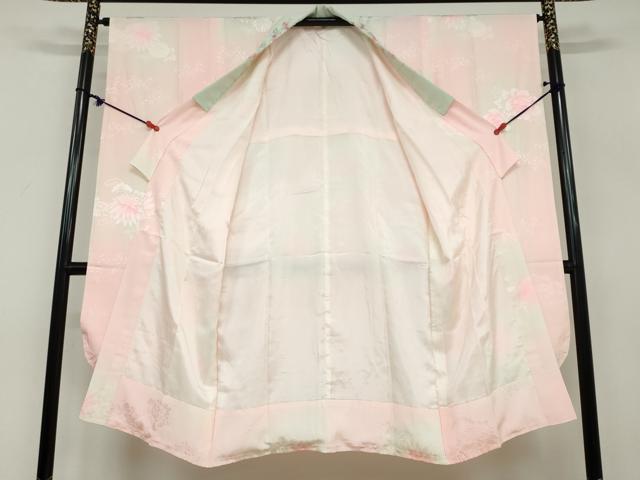 平和屋着物●振袖用長襦袢 袷 草花地紋 暈し染め 半衿刺繍 正絹 逸品 DAAY5903ud