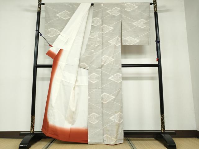 平和屋着物●結城紬 100亀甲 抽象文様 正絹 逸品 DAAY5908ud