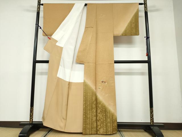 平和屋着物●訪問着 駒刺繍 扇面草花文 暈し染め 金彩 正絹 逸品 DAAY5910ud