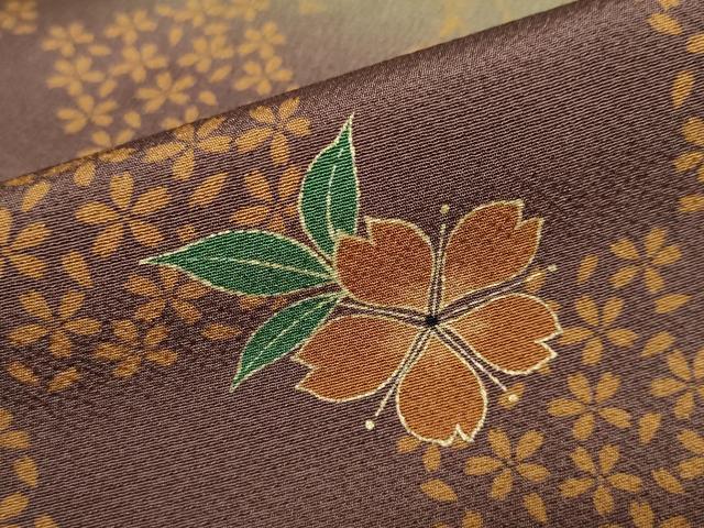 平和屋着物●訪問着 市松舞桜文 暈し染め 金彩 正絹 逸品 DAAY5921ud