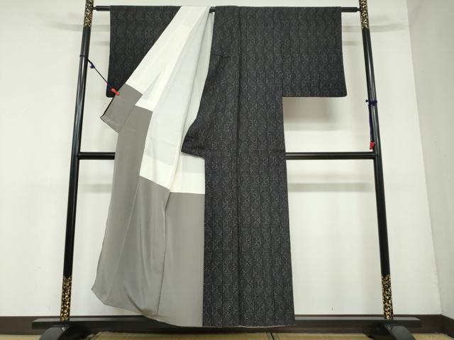 平和屋着物●結城紬 80亀甲 幾何学文様 正絹 逸品 DAAY5931ud