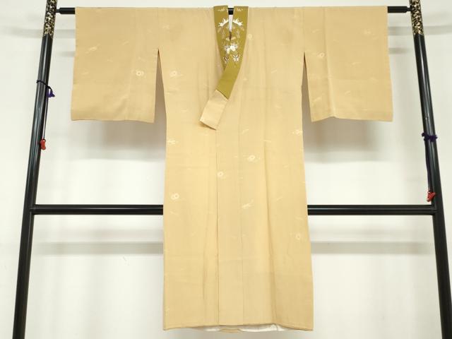 平和屋着物○長襦袢 無双仕立て 鼓敷松葉地紋 飴色 半衿刺繍 正絹