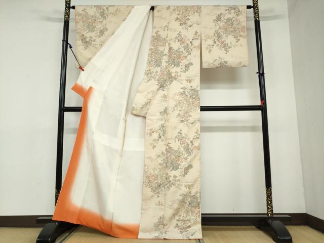 平和屋着物●上質な紬 風景草花文 正絹 逸品 DAAY5948ud