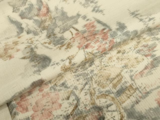 平和屋着物●上質な紬 風景草花文 正絹 逸品 DAAY5948ud