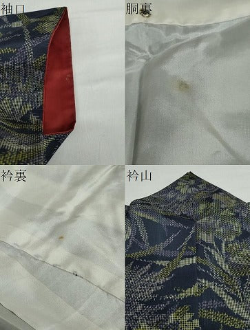 平和屋着物●上質な紬 草花文 正絹 逸品 DAAY5951ud