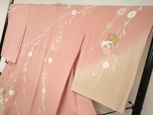 平和屋着物●訪問着 友禅 作家物 花鳥文 暈し染め 正絹 逸品 DAAY5990ud