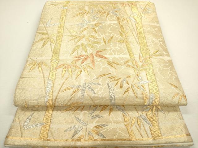 平和屋着物◎六通柄袋帯 笹竹文 金銀糸 正絹 逸品 DAAY6141ea