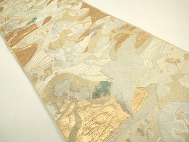 平和屋着物◎六通柄袋帯 飛鶴松文 金銀糸 正絹 逸品 DAAY6144ea