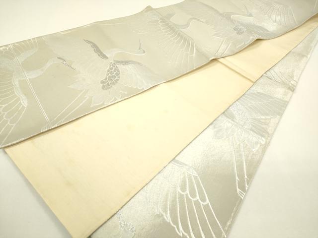 平和屋着物◎六通柄袋帯 飛鶴 銀糸 正絹 逸品 DAAY6148ea