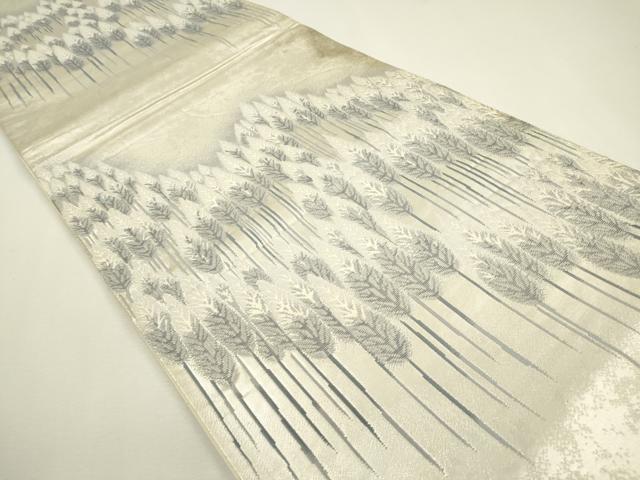 平和屋着物◎六通柄袋帯 樹林文 銀糸 正絹 逸品 DAAY6153ea