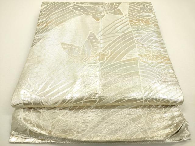平和屋着物◎佐賀錦 六通柄袋帯 舞蝶文 金銀糸 正絹 逸品 DAAY6204ea