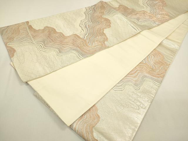 平和屋着物◎六通柄袋帯 さざ波錦 銀糸 正絹 逸品 DAAY6208ea