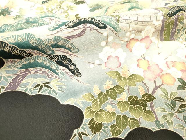平和屋着物■豪華黒留袖 風景花文 松竹梅 正絹 逸品 DAAY6252ea