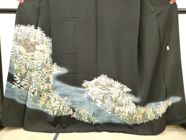 平和屋着物■豪華黒留袖 作家物 風景樹林花文 暈し染め 正絹 逸品 DAAY6273ea