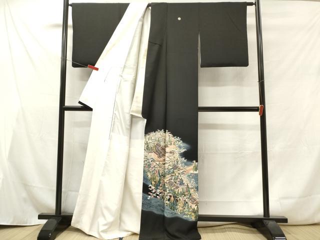 平和屋着物■豪華黒留袖 作家物 風景樹林花文 暈し染め 正絹 逸品 DAAY6273ea