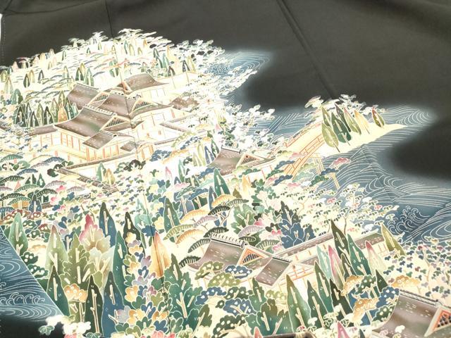 平和屋着物■豪華黒留袖 作家物 風景樹林花文 暈し染め 正絹 逸品 DAAY6273ea