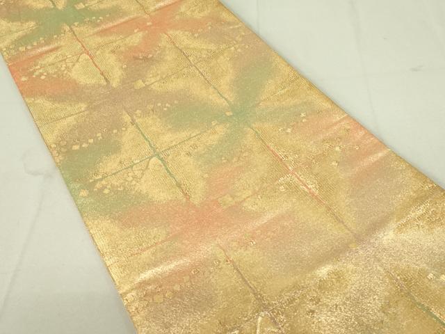 平和屋着物◎六通柄袋帯 石畳文 箔散らし 金糸 正絹 逸品 DAAY6632qp