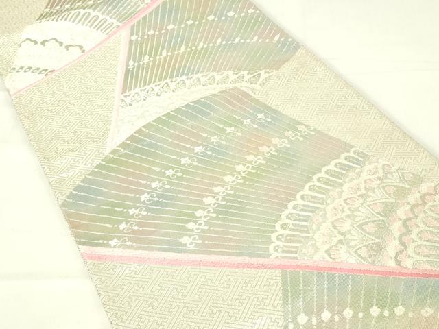平和屋着物◎佐賀錦 六通柄袋帯 唐織 孔雀羽花文 銀糸 正絹 逸品 DAAY6679qp