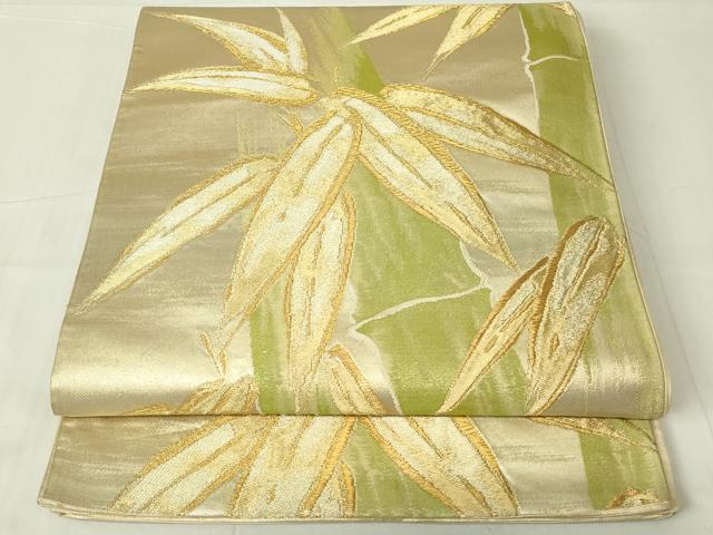 平和屋着物◎六通柄袋帯 笹竹文 金糸 正絹 逸品 DAAY6966qp