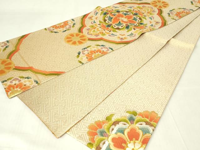 平和屋着物◎佐賀錦 六通柄袋帯 駒刺繍 正倉院花文 金糸 金彩 正絹 逸品 DAAY6991qp