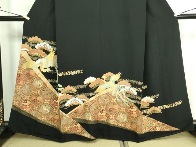 平和屋着物■豪華黒留袖 鳳凰文 松竹梅 金銀彩 正絹 逸品 DAAY7545sf