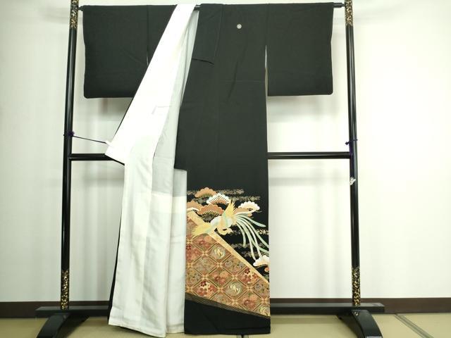 平和屋着物■豪華黒留袖 鳳凰文 松竹梅 金銀彩 正絹 逸品 DAAY7545sf