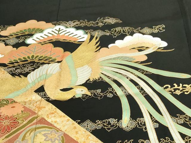 平和屋着物■豪華黒留袖 鳳凰文 松竹梅 金銀彩 正絹 逸品 DAAY7545sf