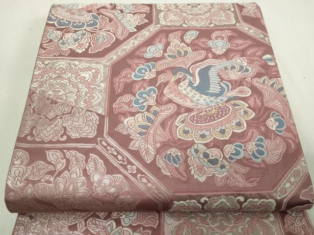 平和屋着物◎六通柄袋帯 正倉院花樹文 銀糸 正絹 逸品 DAAY7636sf