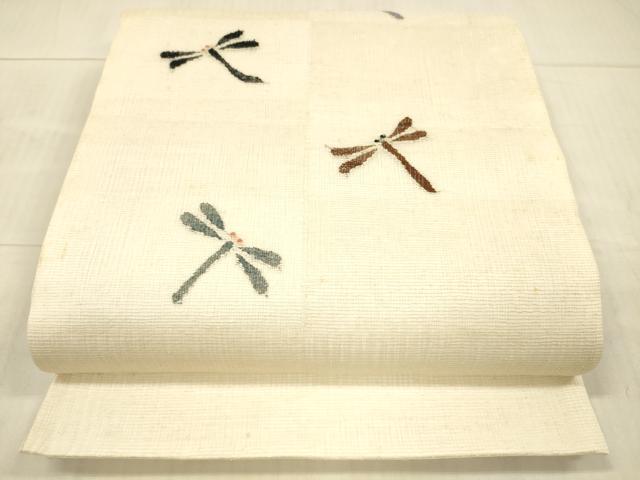 平和屋着物*夏物 太鼓柄袋帯 すくい織 蜻蛉 銀糸 正絹 逸品 DAAY8017cm