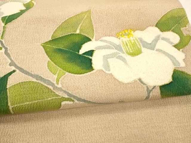 平和屋着物●九寸名古屋帯 型染 枝花文 鬼しぼ縮緬 正絹 逸品 DAAY8104cm