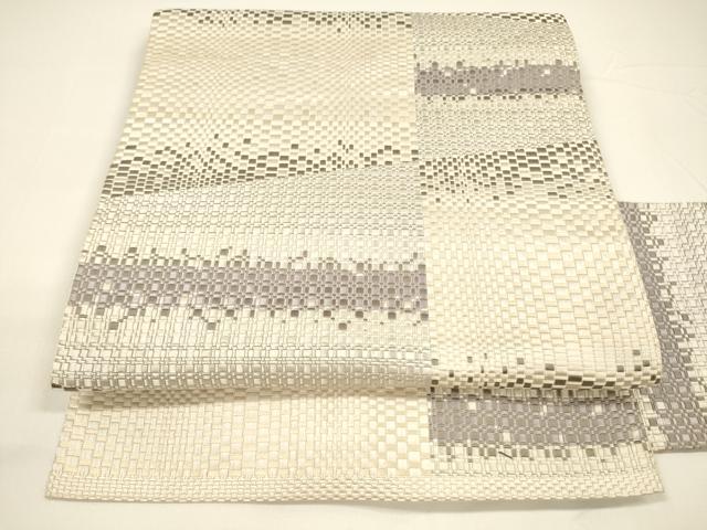 平和屋着物●本場筑前博多織 八寸名古屋帯 抽象文様 正絹 逸品 DAAY8105cm