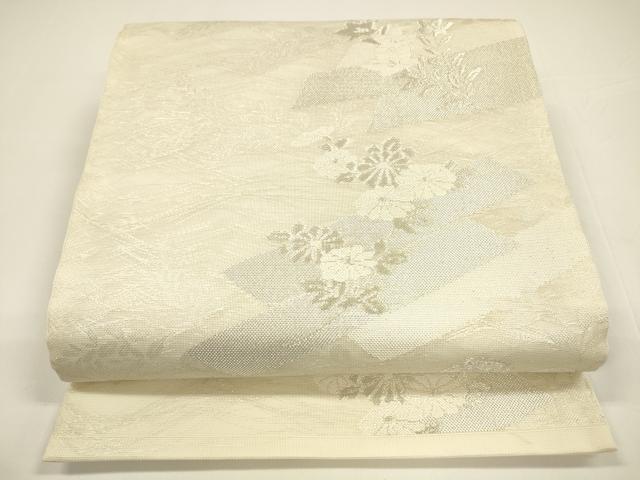 平和屋着物*夏物 六通柄袋帯 花筏 銀糸 正絹 逸品 DAAY8115cm