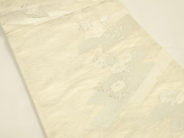 平和屋着物*夏物 六通柄袋帯 花筏 銀糸 正絹 逸品 DAAY8115cm