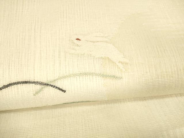 平和屋着物*夏物 太鼓柄袋帯 月兎 芝文 銀糸 正絹 逸品 DAAY8126cm