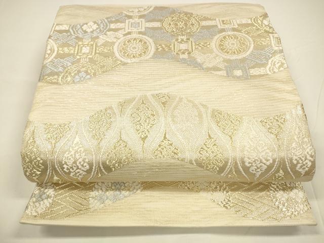 平和屋着物*夏物 六通柄袋帯 唐織 抽象花文 金糸 正絹 逸品 DAAY8146cm